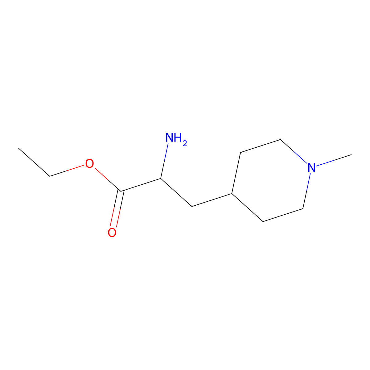 Ethyl 2-amino-3-(1-methylpiperidin-4-yl)propanoate molecular structure, CAS 1999032-33-5