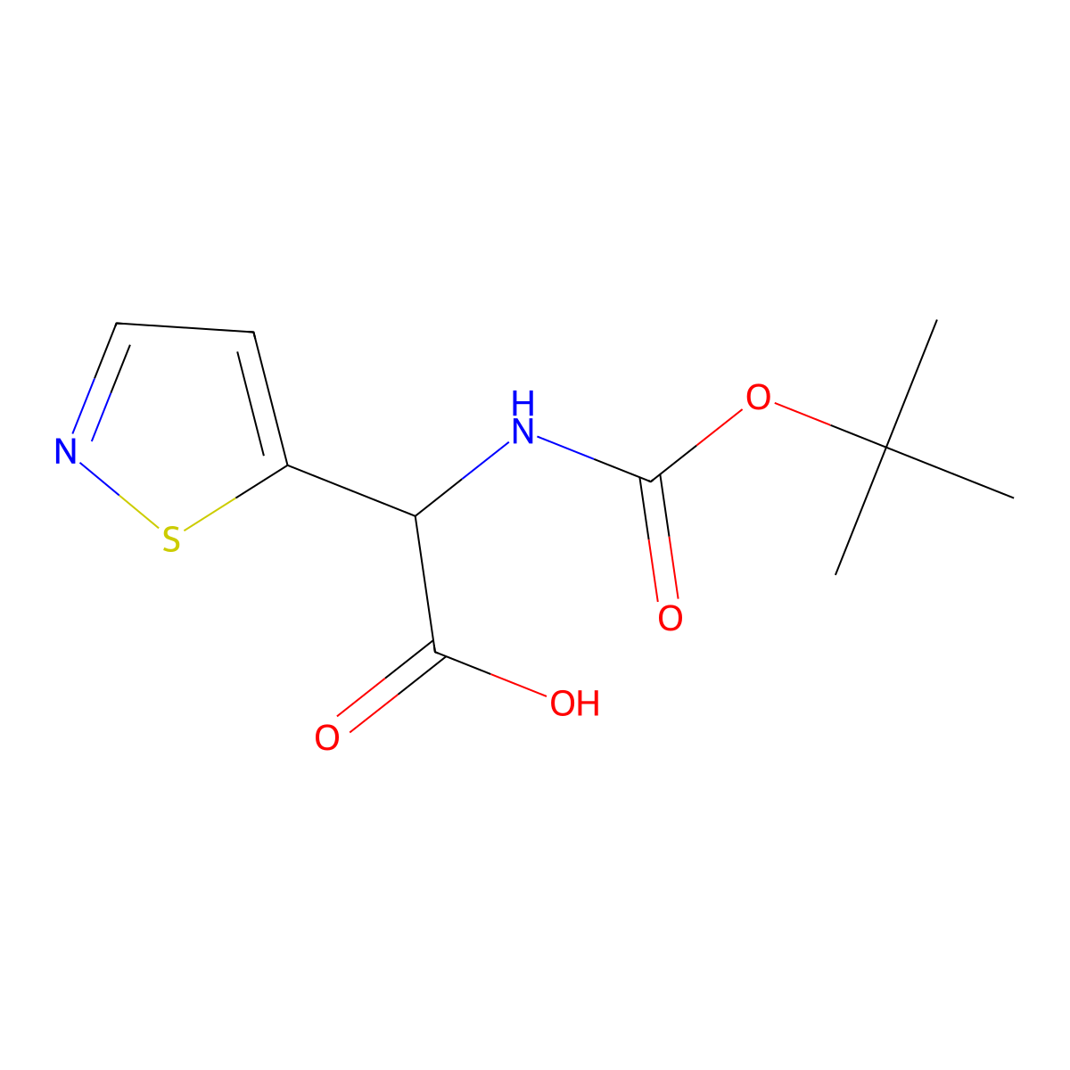 2-{[(Tert-butoxy)carbonyl]amino}-2-(1,2-thiazol-5-yl)aceticacid molecular structure, CAS 1999072-08-0