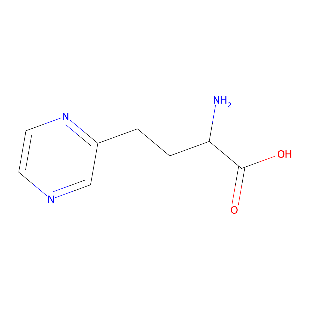 2-Amino-4-(pyrazin-2-yl)butanoic acid molecular structure, CAS 1999099-02-3
