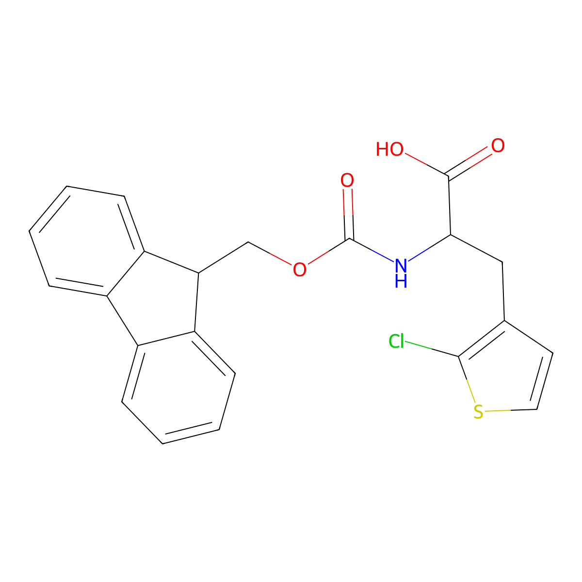 3-(2-chlorothiophen-3-yl)-2-({[(9H-fluoren-9-yl)methoxy]carbonyl}amino)propanoic acid molecular structure, CAS 1999145-62-8