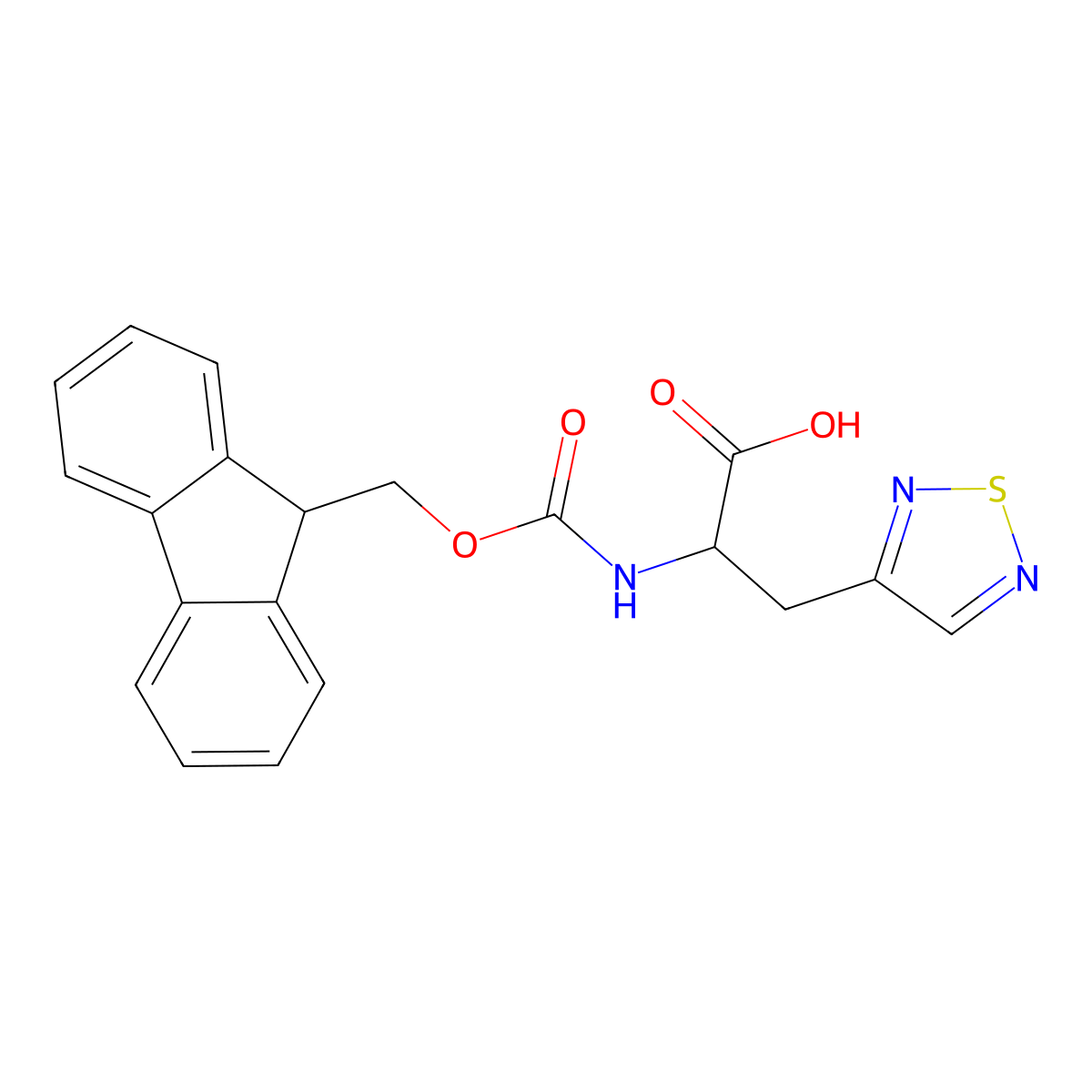 2-({[(9H-fluoren-9-yl)methoxy]carbonyl}amino)-3-(1,2,5-thiadiazol-3-yl)propanoic acid molecular structure, CAS 1999160-67-6