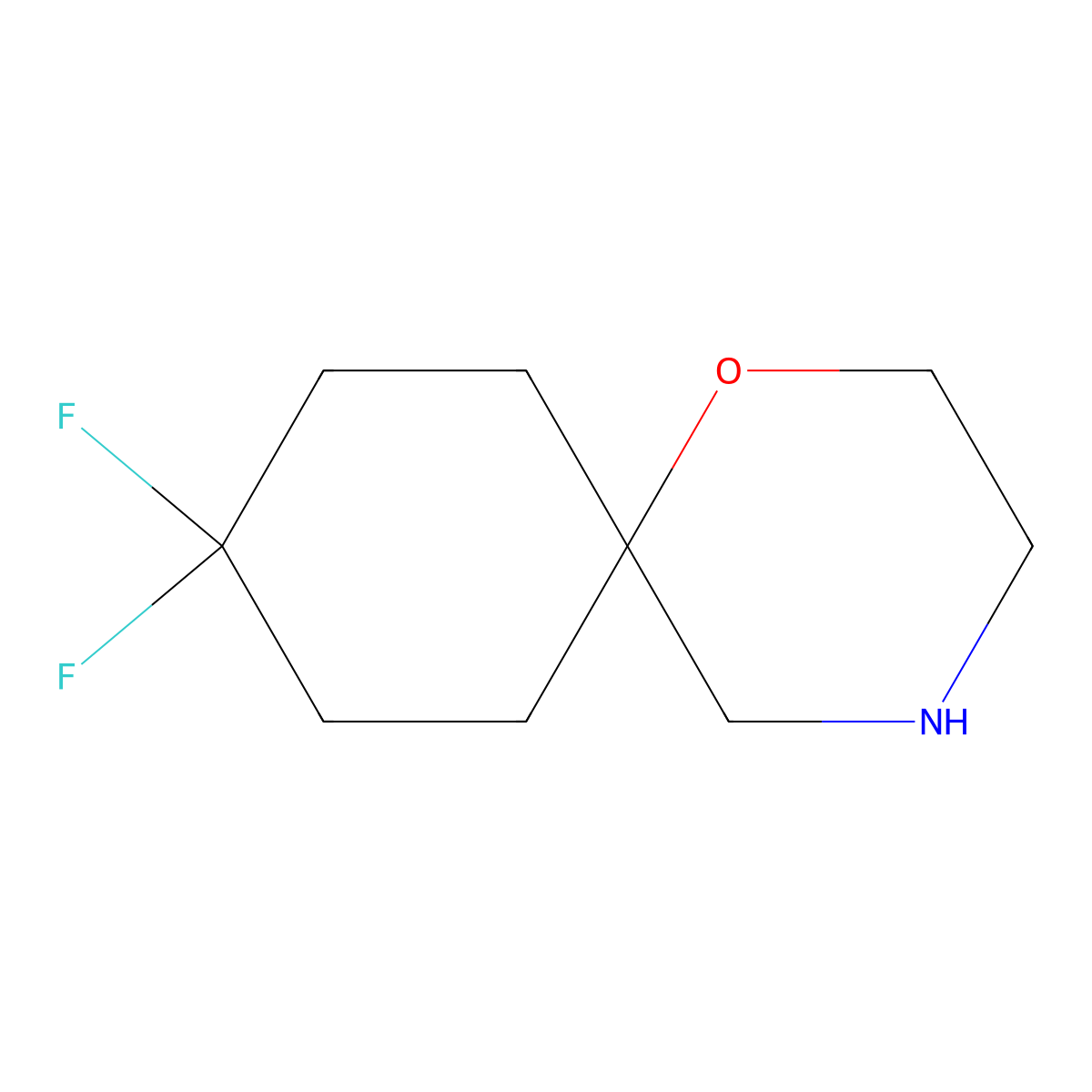 9,9-Difluoro-1-oxa-4-azaspiro[5.5]undecane molecular structure, CAS 1999184-21-2