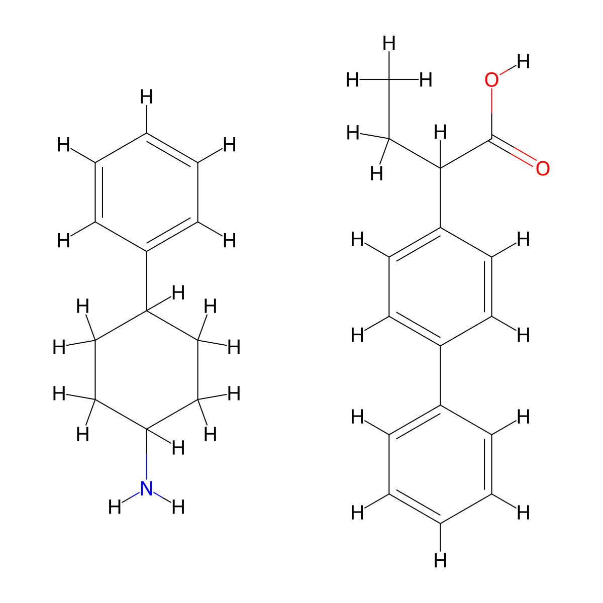 2-((1,1'-Biphenyl)-4-yl)butanoic acid--4-phenylcyclohexan-1-amine (1/1) molecular structure, CAS 19992-80-4