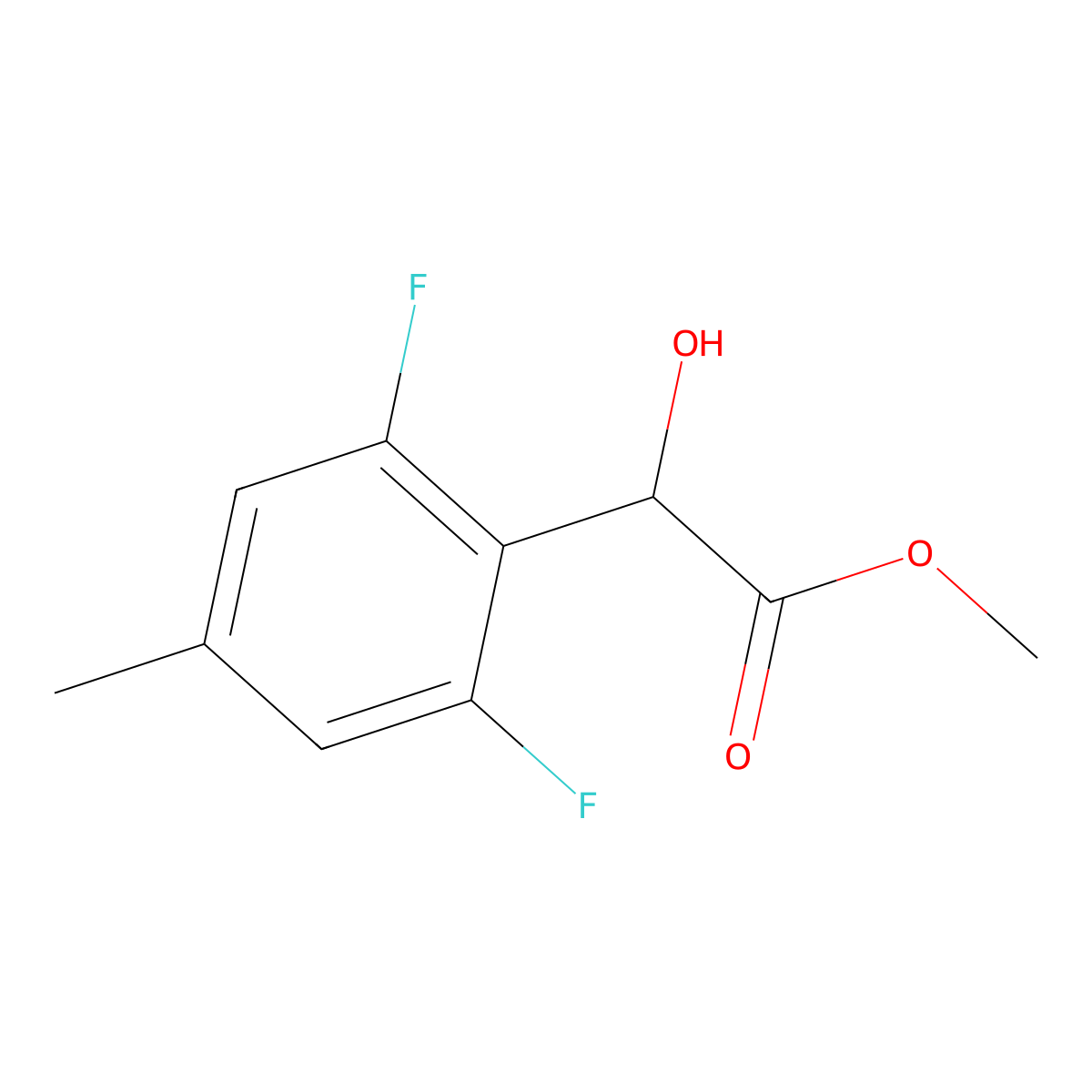 Methyl 2-(2,6-difluoro-4-methylphenyl)-2-hydroxyacetate molecular structure, CAS 1999224-84-8