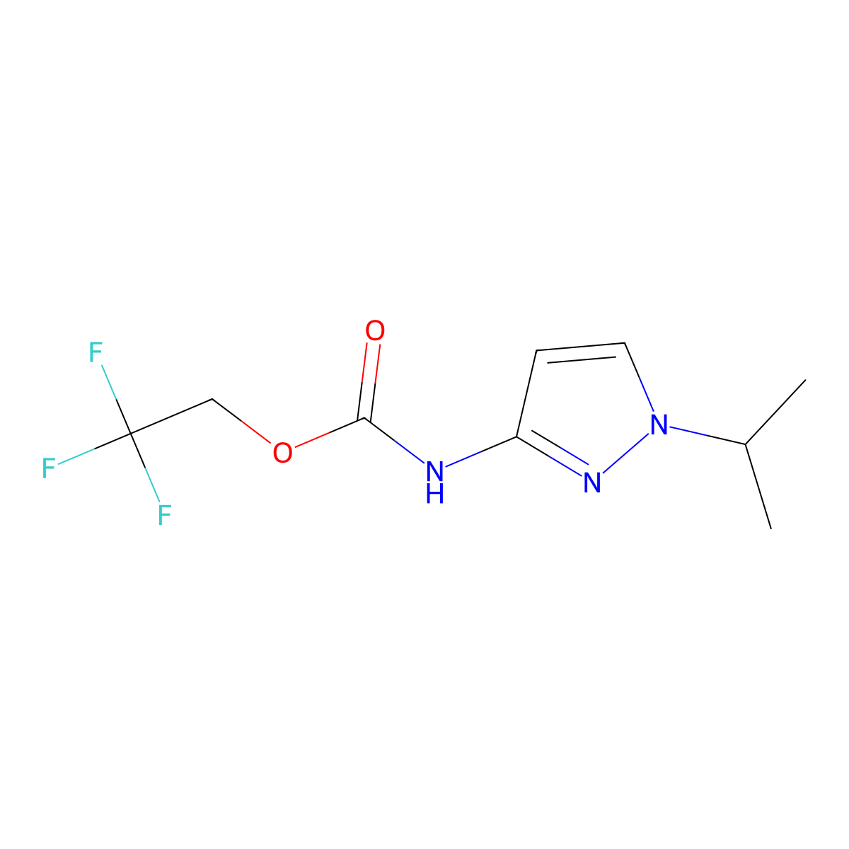 2,2,2-trifluoroethyl N-[1-(propan-2-yl)-1H-pyrazol-3-yl]carbamate molecular structure, CAS 1999259-00-5