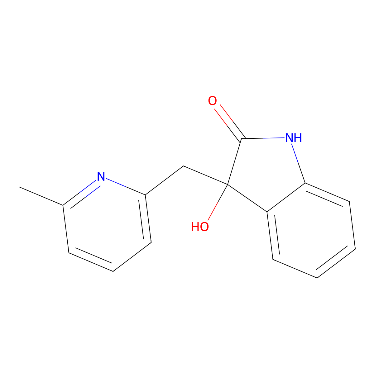 3-Hydroxy-3-(6-methyl-2-pyridylmethyl)-2-indolinone molecular structure, CAS 199929-32-3