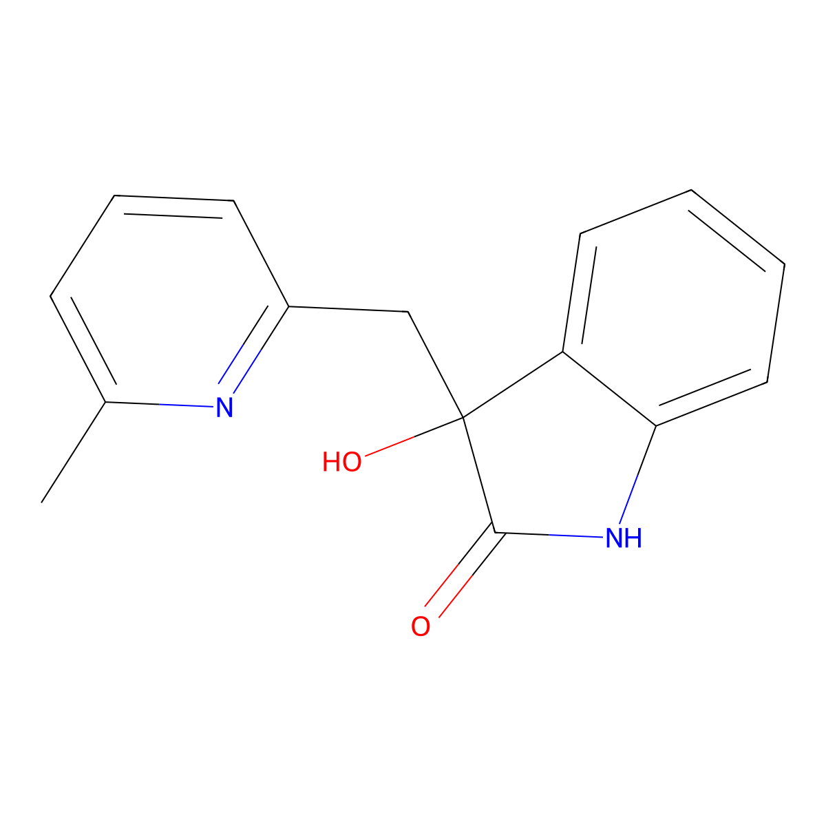 3-Hydroxy-3-(6-methyl-2-pyridylmethyl)-2-indolinone molecular structure, CAS 199929-32-3