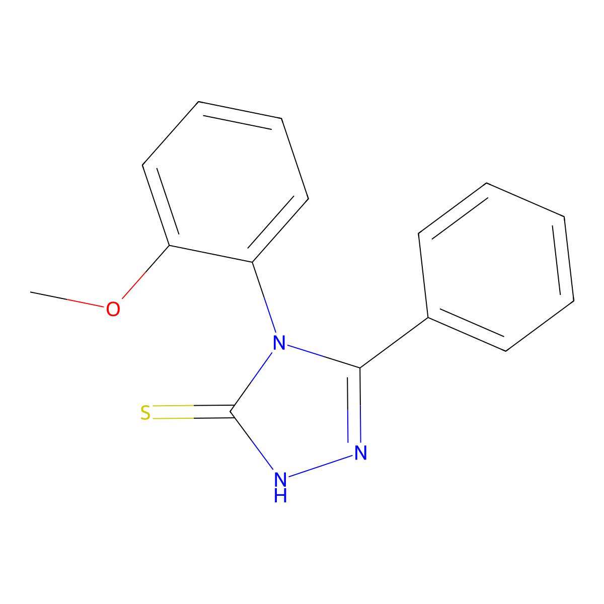 4-(2-methoxyphenyl)-3-phenyl-1H-1,2,4-triazole-5-thione molecular structure, CAS 19993-93-2