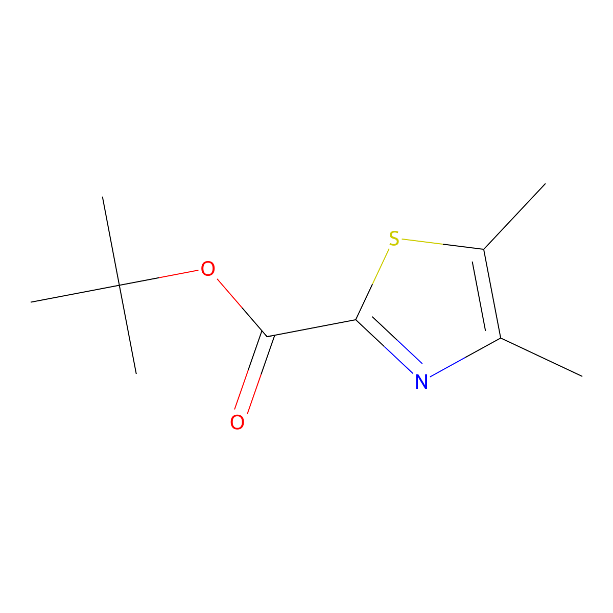 Tert-butyl 4,5-dimethylthiazole-2-carboxylate molecular structure, CAS 1999320-12-5