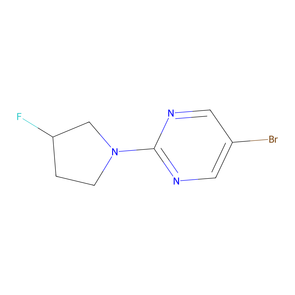 5-Bromo-2-(3-fluoropyrrolidin-1-yl)pyrimidine molecular structure, CAS 1999431-40-1