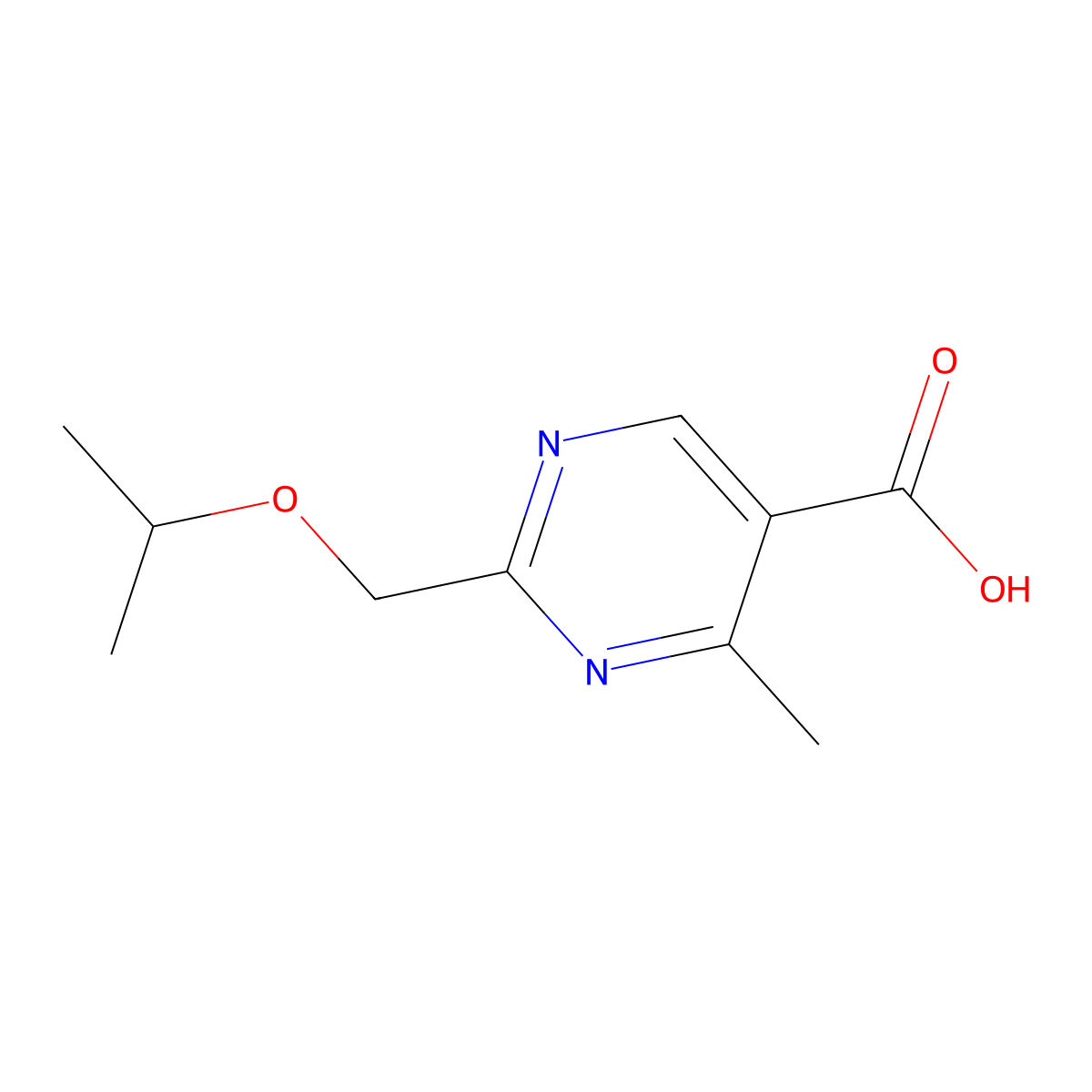 4-Methyl-2-[(propan-2-yloxy)methyl]pyrimidine-5-carboxylic acid molecular structure, CAS 1999496-61-5
