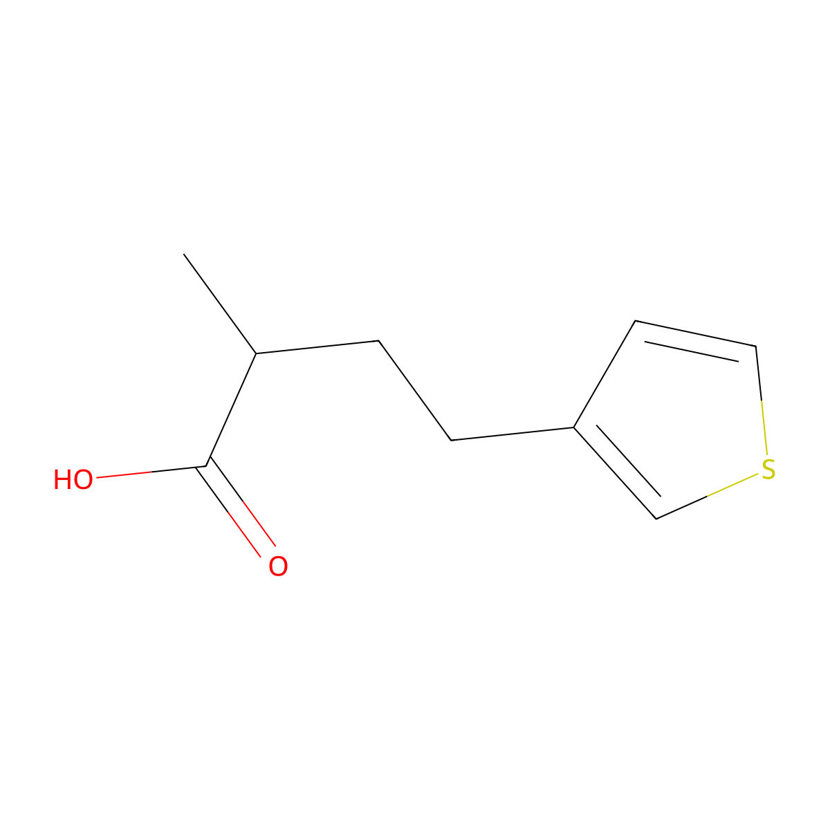 2-Methyl-4-(thiophen-3-yl)butanoic acid molecular structure, CAS 19995-24-5
