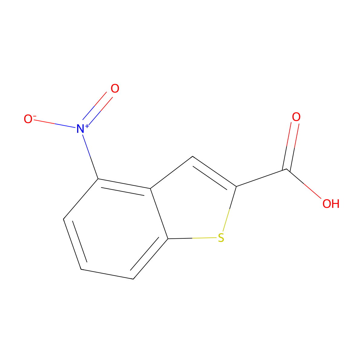 4-Nitrobenzo[b]thiophene-2-carboxylic acid molecular structure, CAS 19995-46-1