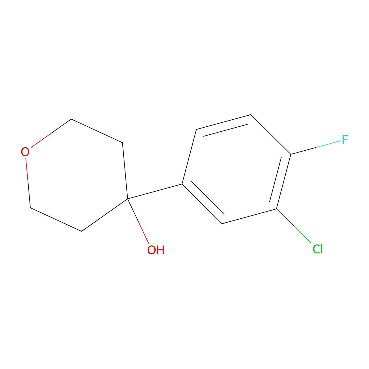 4-(3-chloro-4-fluorophenyl)tetrahydro-2H-pyran-4-ol molecular structure, CAS 1999580-95-8