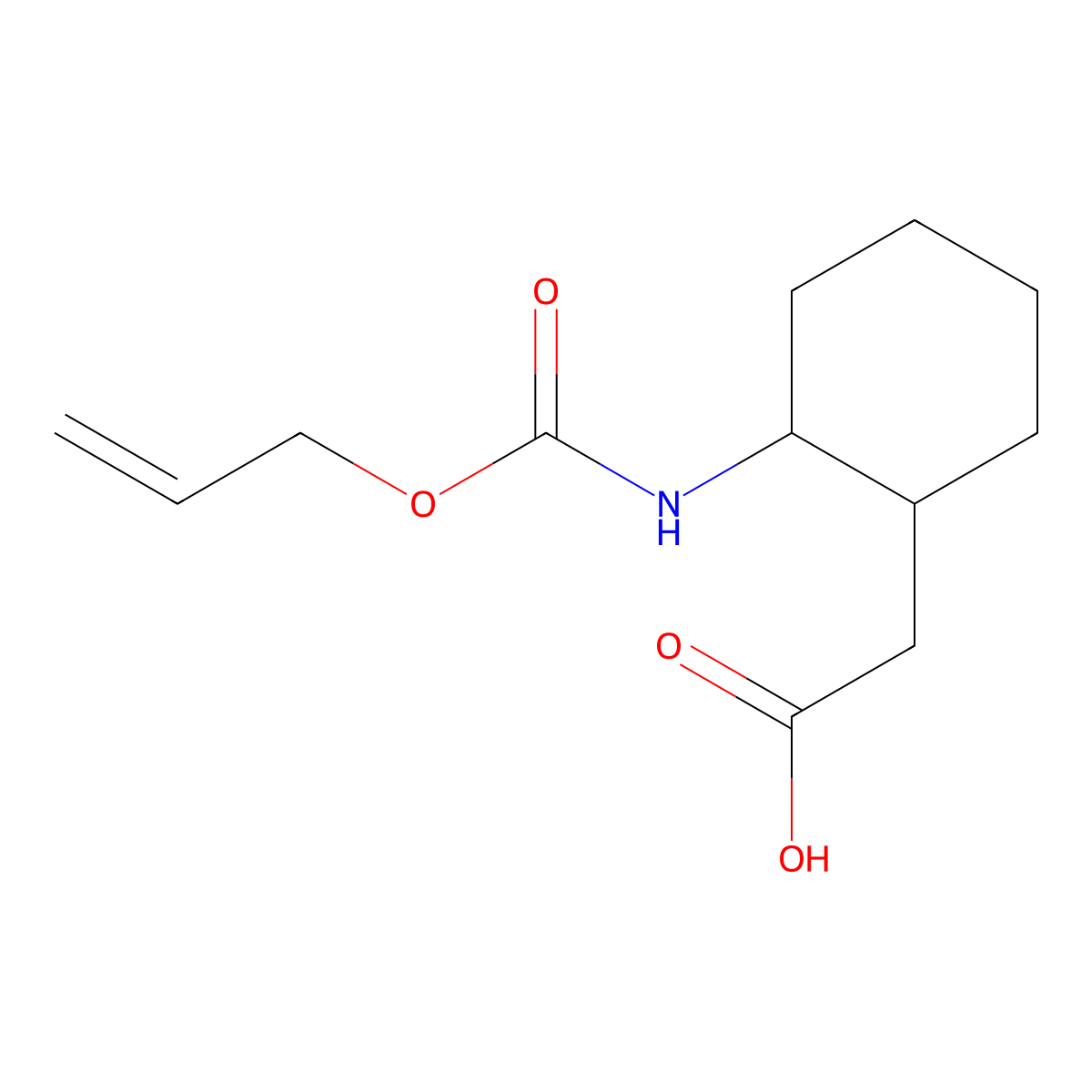 rac-2-[(1R,2R)-2-{[(prop-2-en-1-yloxy)carbonyl]amino}cyclohexyl]acetic acid molecular structure, CAS 1999591-32-0