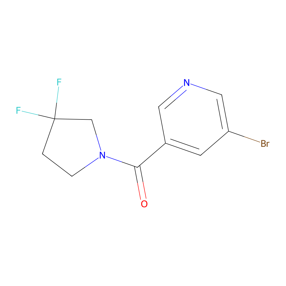3-Bromo-5-(3,3-difluoropyrrolidine-1-carbonyl)pyridine molecular structure, CAS 1999625-36-3