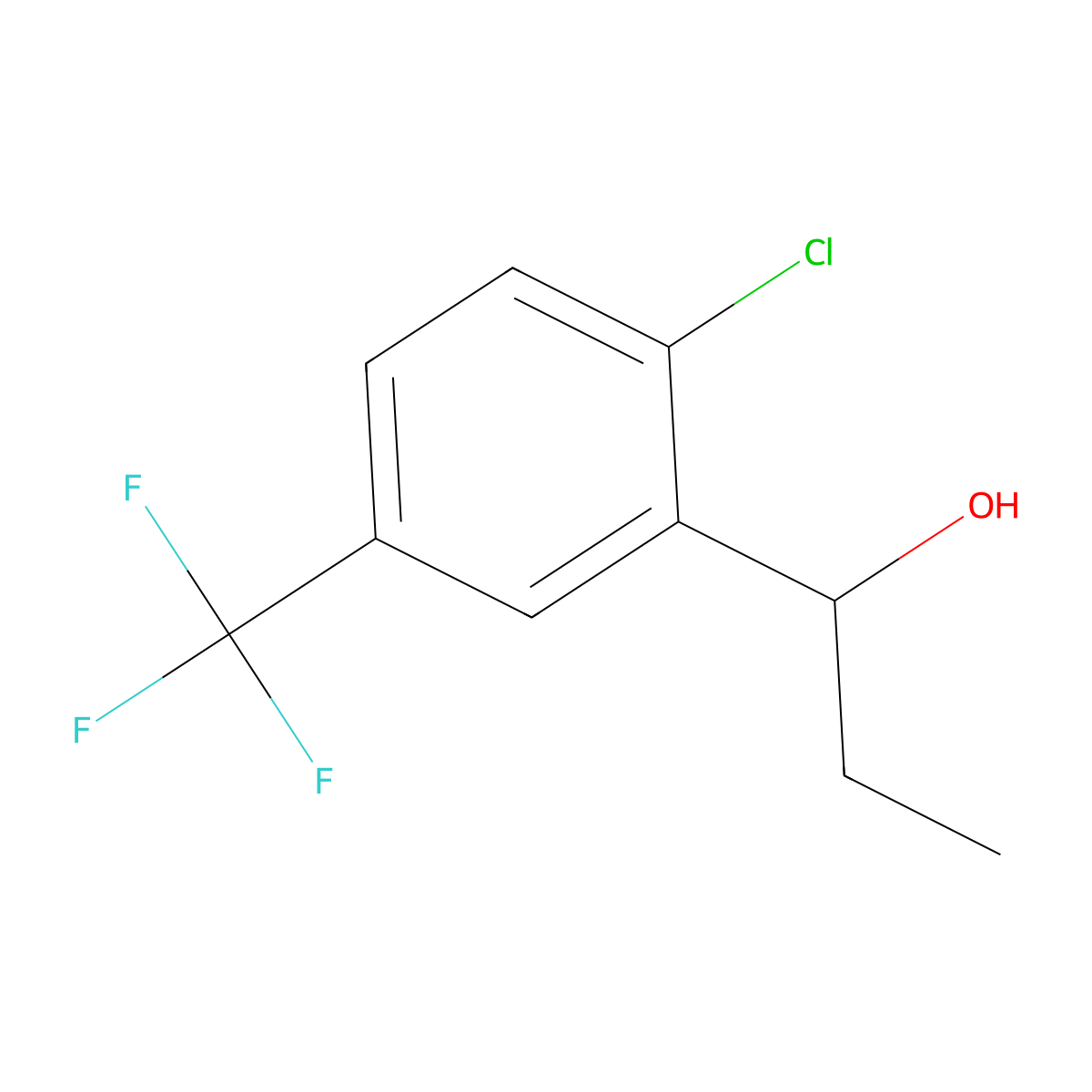 1-(2-Chloro-5-(trifluoromethyl)phenyl)propan-1-ol molecular structure, CAS 1999664-07-1