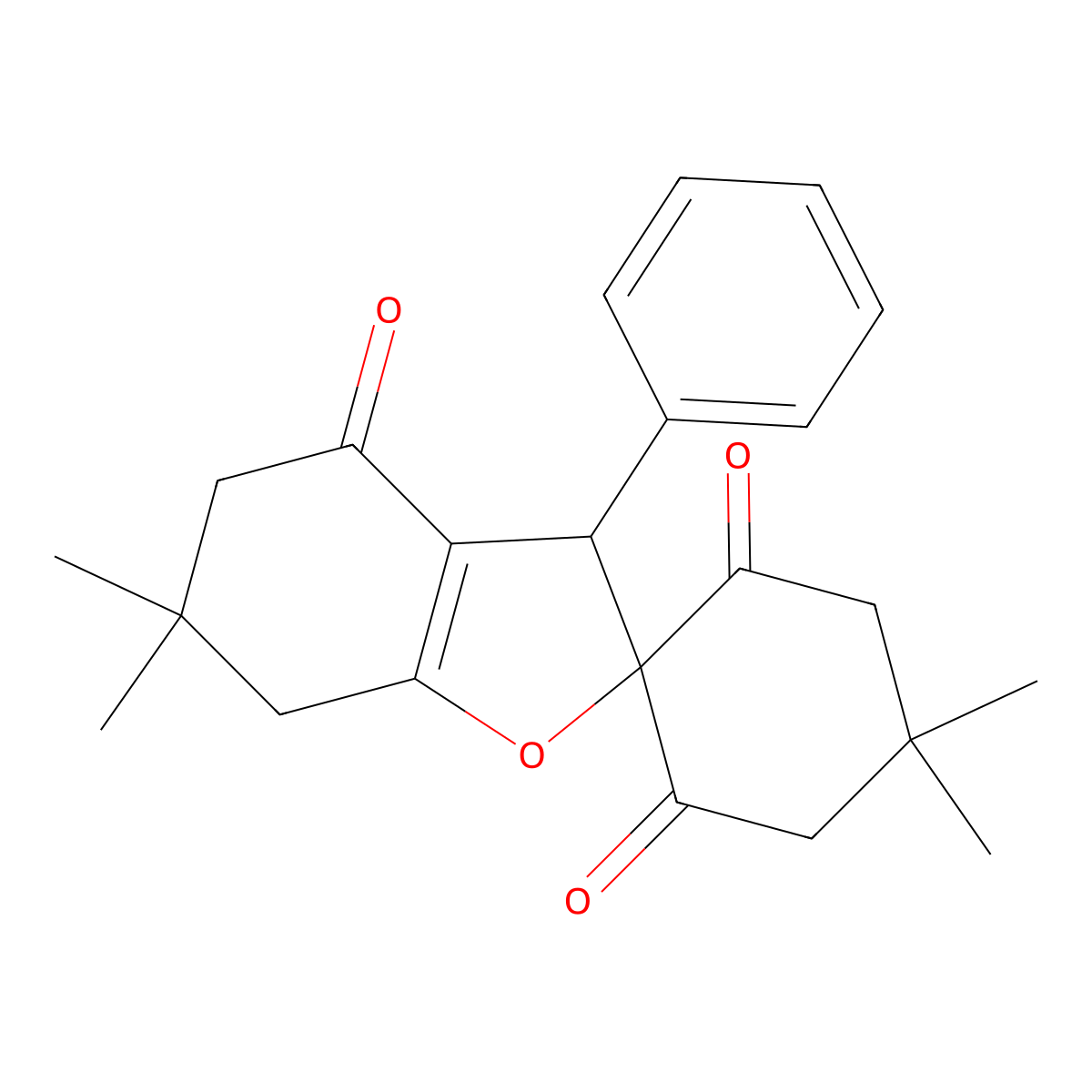 5',5',6,6-tetramethyl-3-phenylspiro[5,7-dihydro-3H-1-benzofuran-2,2'-cyclohexane]-1',3',4-trione molecular structure, CAS 19997-22-9