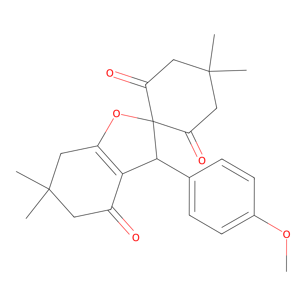 3-(4-methoxyphenyl)-5',5',6,6-tetramethylspiro[5,7-dihydro-3H-1-benzofuran-2,2'-cyclohexane]-1',3',4-trione molecular structure, CAS 19997-26-3