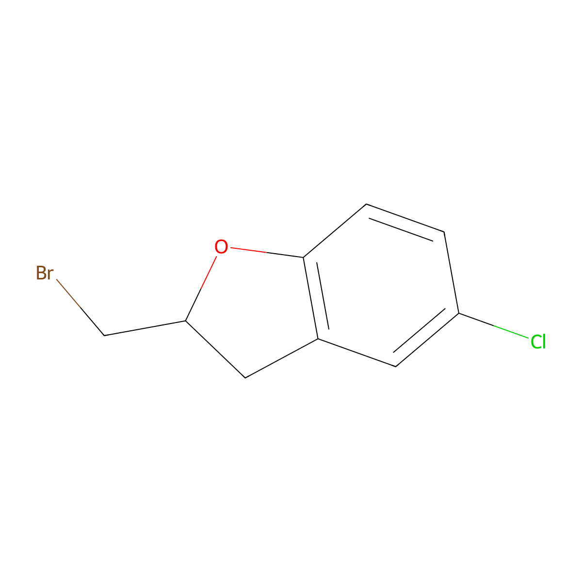 2-(Bromomethyl)-5-chloro-2,3-dihydrobenzofuran molecular structure, CAS 19997-50-3