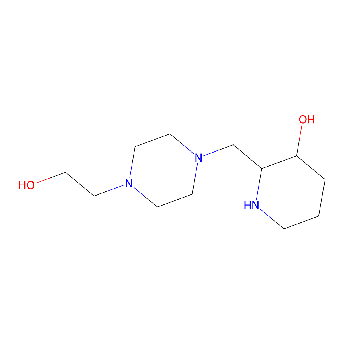 2-(4-(2-Hydroxyethyl)piperazinomethyl)-3-hydroxypiperidine molecular structure, CAS 199990-78-8