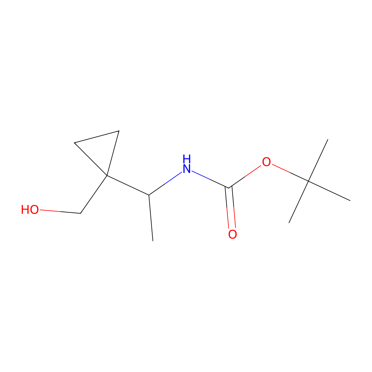 tert-butyl N-{1-[1-(hydroxymethyl)cyclopropyl]ethyl}carbamate molecular structure, CAS 1999916-24-3