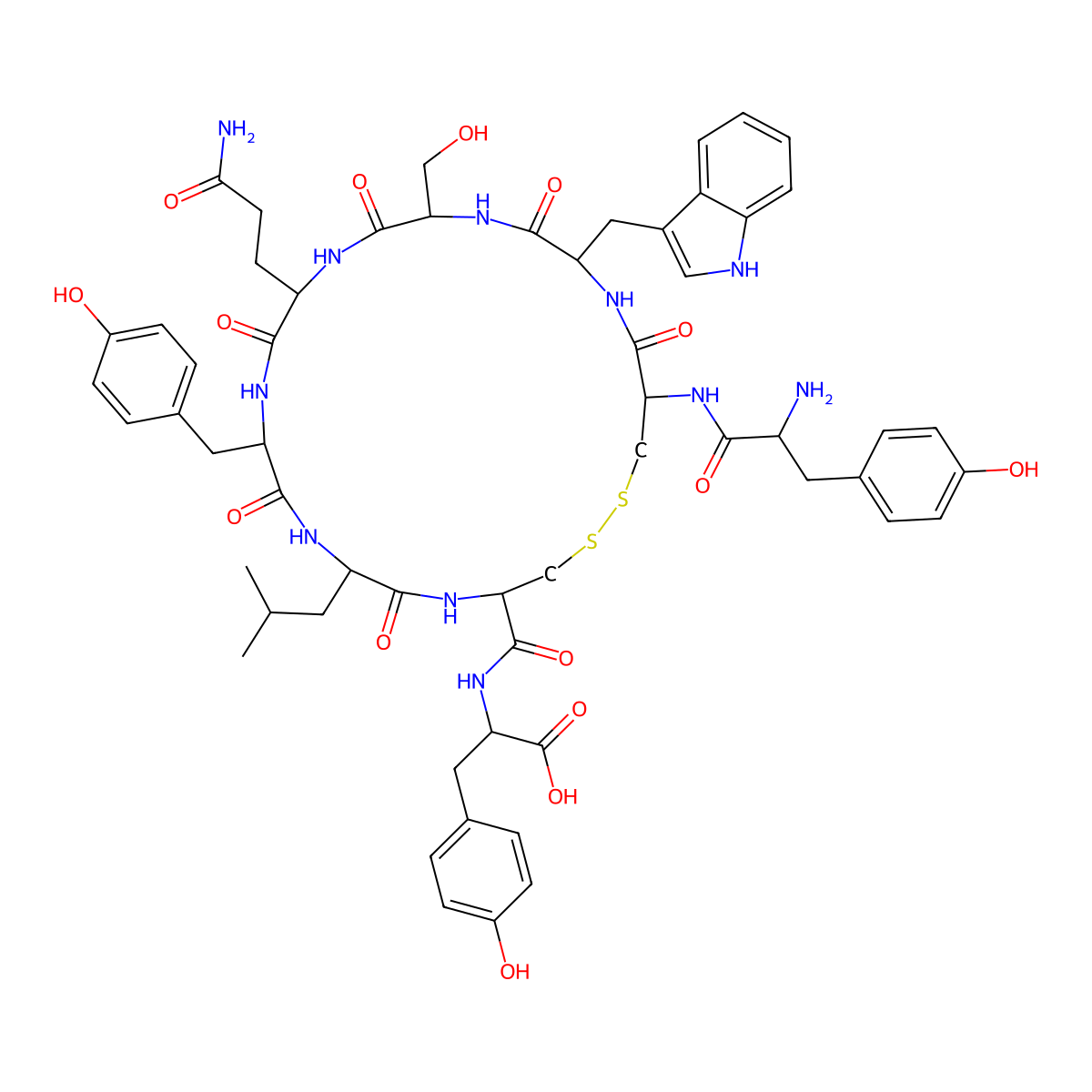 H-Tyr-Cys-Trp-Ser-Gln-Tyr-Leu-Cys-Tyr-OH molecular structure, CAS 199999-60-5