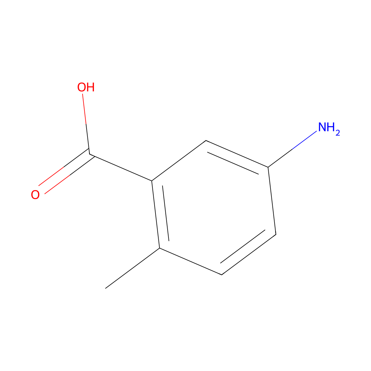 5-Amino-2-methylbenzoic acid molecular structure, CAS 20-44-0