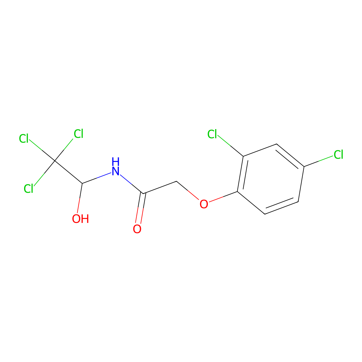 2-(2,4-dichlorophenoxy)-N-(2,2,2-trichloro-1-hydroxyethyl)acetamide molecular structure, CAS 2000-39-7