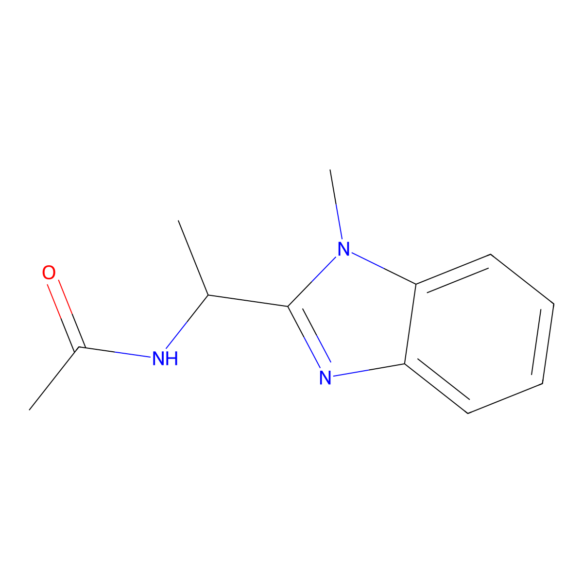 N-[(1-methylbenzimidazol-2-yl)ethyl]acetamide molecular structure, CAS 20000-01-5