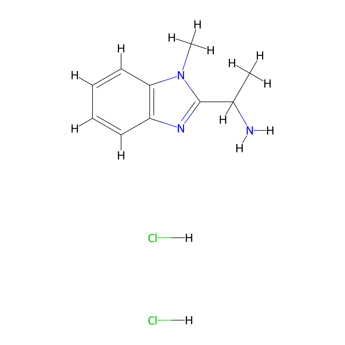 1-(1-methyl-1H-1,3-benzodiazol-2-yl)ethan-1-amine dihydrochloride molecular structure, CAS 20000-05-9