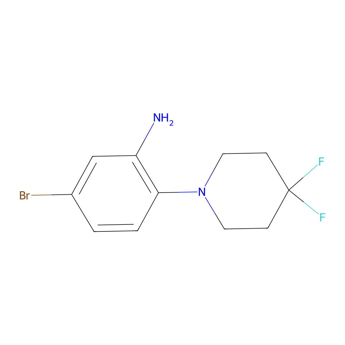 5-Bromo-2-(4,4-difluoro-piperidin-1-yl)-phenylamine molecular structure, CAS 2000048-22-4