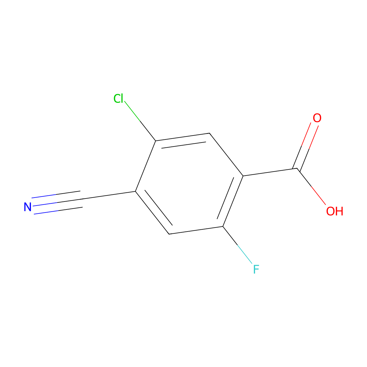5-Chloro-4-cyano-2-fluorobenzoic acid molecular structure, CAS 200007-67-6