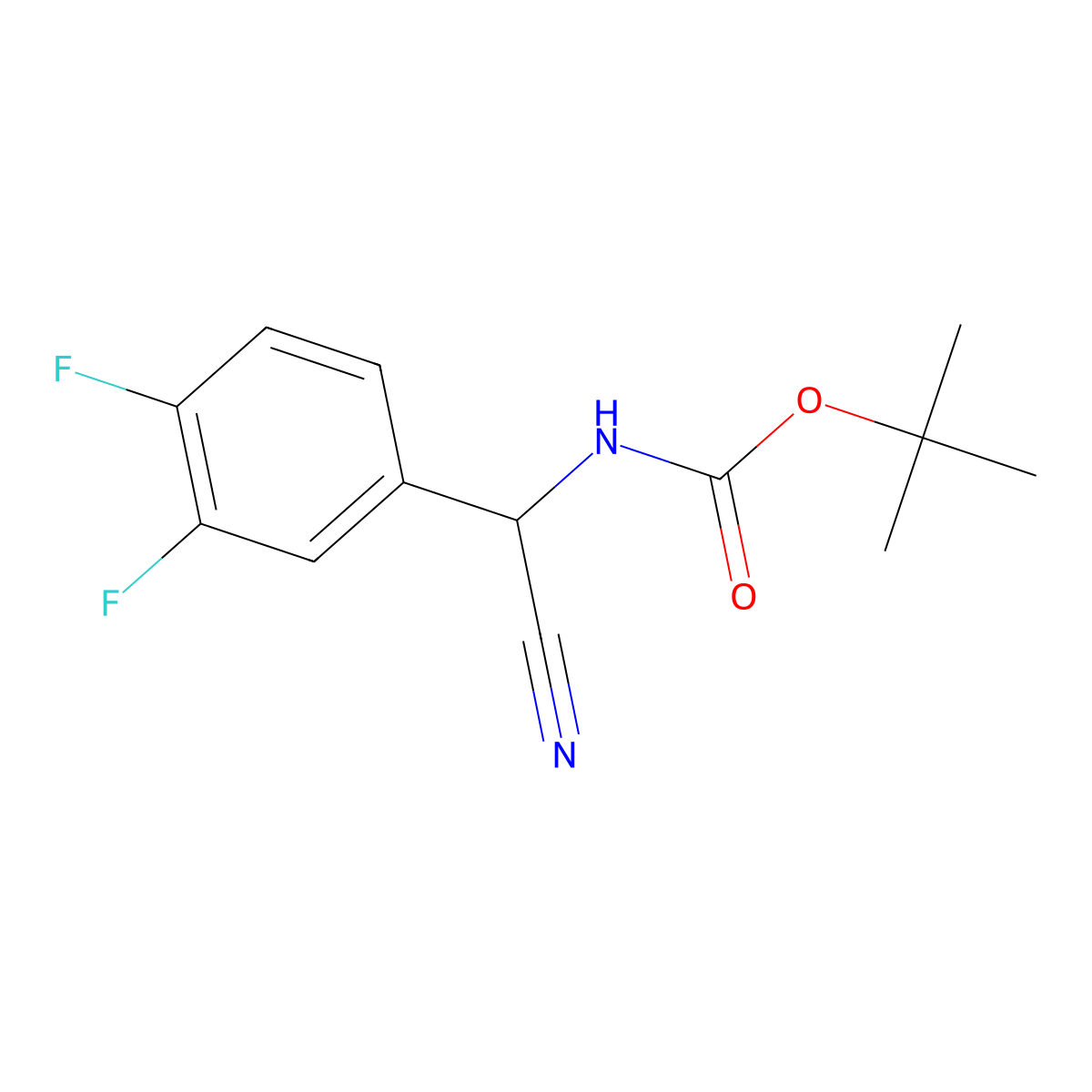 tert-butyl N-[cyano(3,4-difluorophenyl)methyl]carbamate molecular structure, CAS 2000074-98-4
