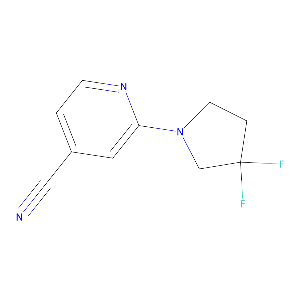 2-(3,3-Difluoro-pyrrolidin-1-yl)-isonicotinonitrile molecular structure, CAS 2000132-24-9