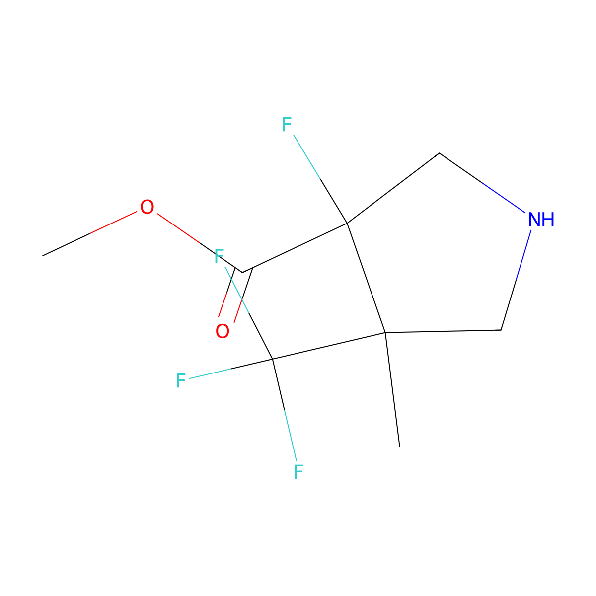 Methyl 3-fluoro-4-methyl-4-(trifluoromethyl)pyrrolidine-3-carboxylate molecular structure, CAS 2000174-78-5