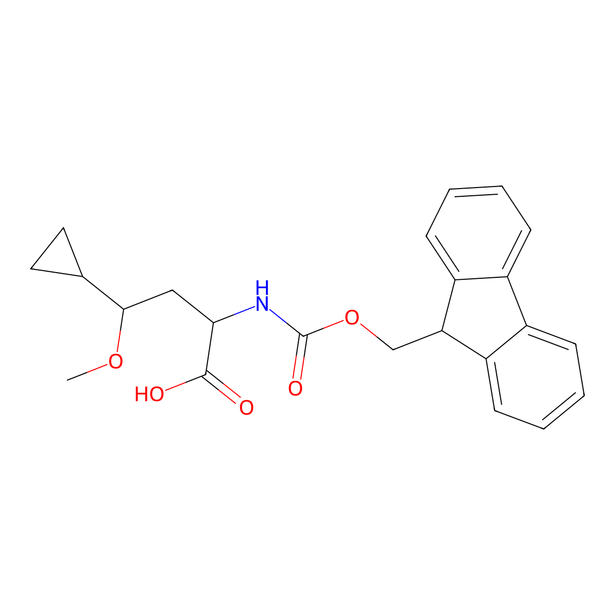 2-((((9H-Fluoren-9-yl)methoxy)carbonyl)amino)-4-cyclopropyl-4-methoxybutanoic acid molecular structure, CAS 2000175-42-6