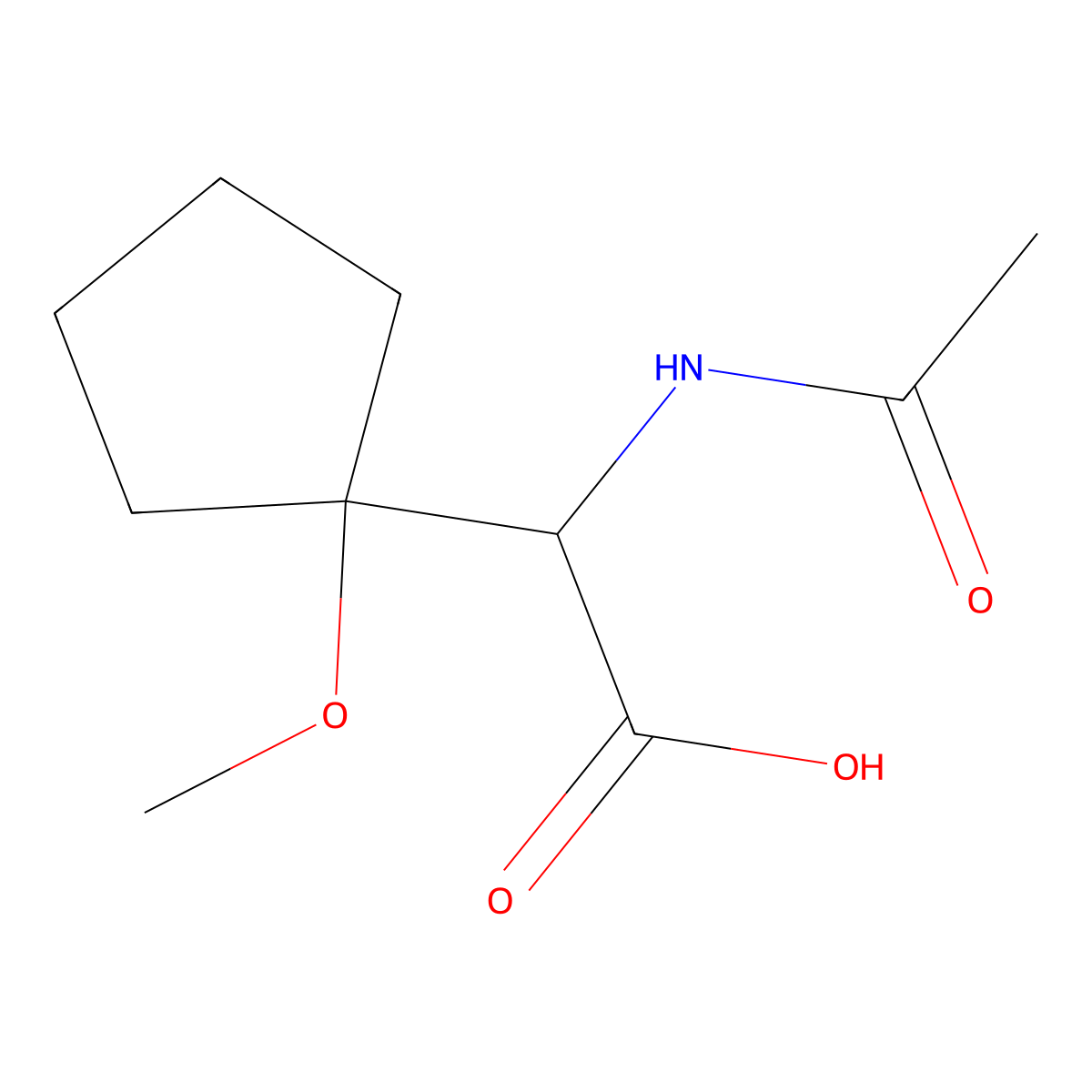2-Acetamido-2-(1-methoxycyclopentyl)acetic acid molecular structure, CAS 2000228-31-7
