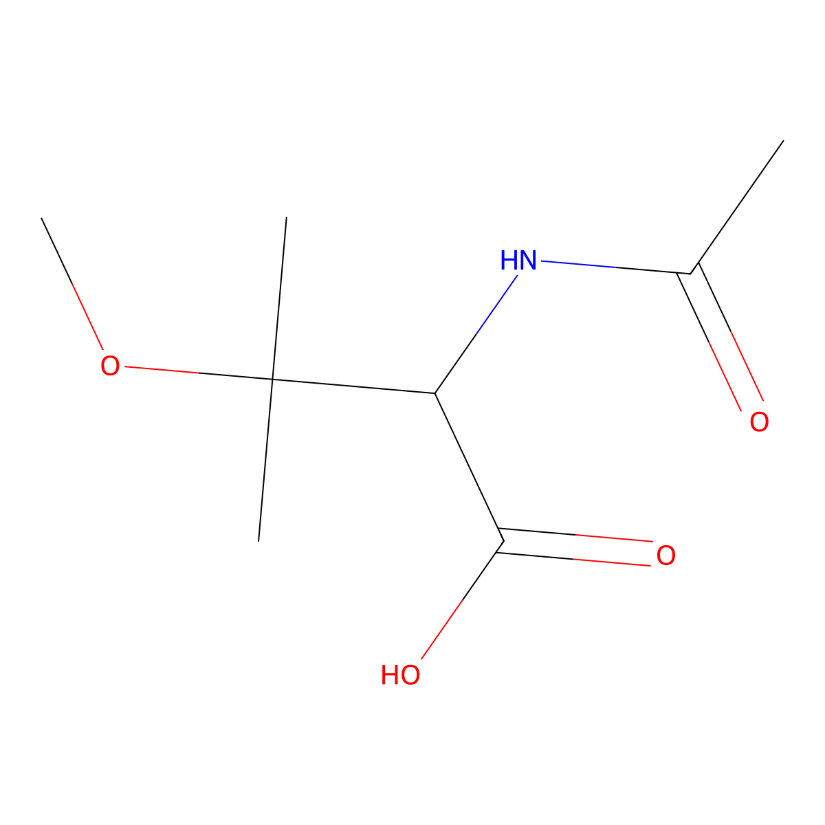 2-Acetamido-3-methoxy-3-methylbutanoic acid molecular structure, CAS 2000228-48-6