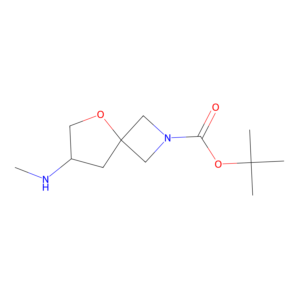 tert-Butyl 7-(methylamino)-5-oxa-2-azaspiro[3.4]octane-2-carboxylate molecular structure, CAS 2000257-06-5