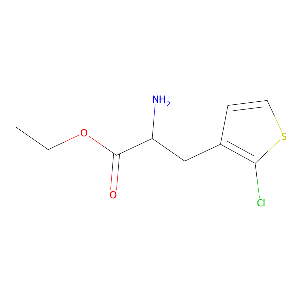 Ethyl 2-amino-3-(2-chlorothiophen-3-yl)propanoate molecular structure, CAS 2000299-00-1