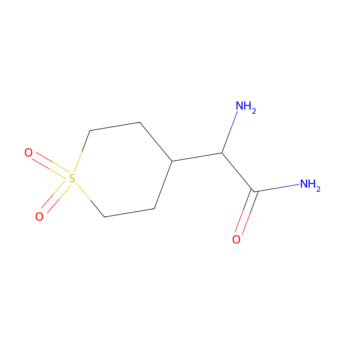 2-Amino-2-(1,1-dioxo-1lambda6-thian-4-yl)acetamide molecular structure, CAS 2000300-98-9