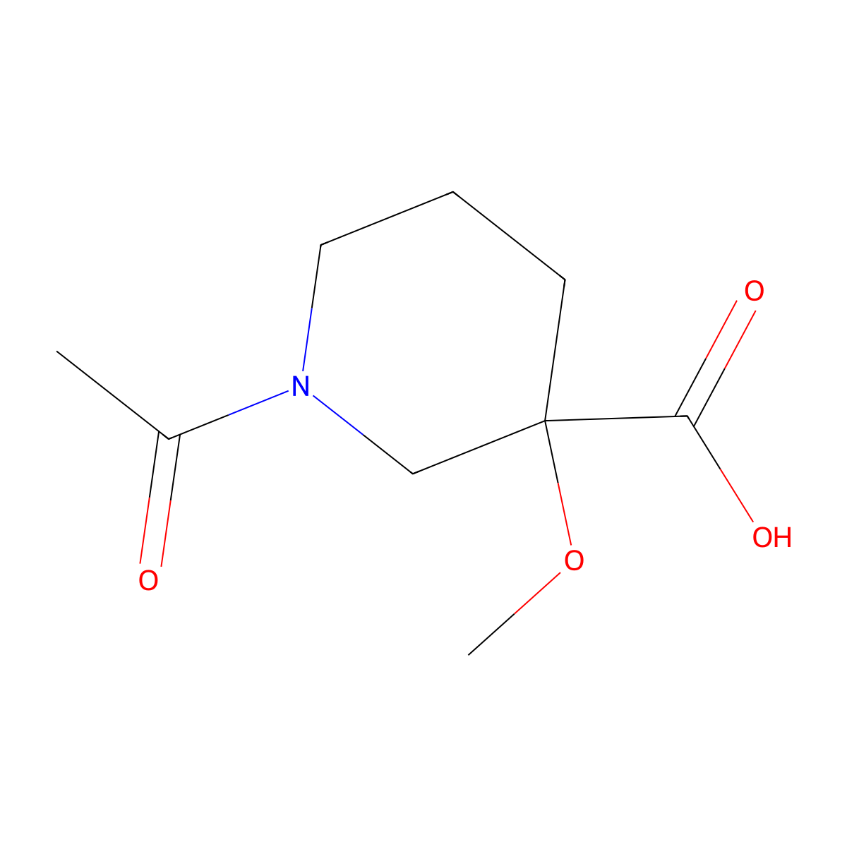 1-Acetyl-3-methoxypiperidine-3-carboxylic acid molecular structure, CAS 2000315-47-7