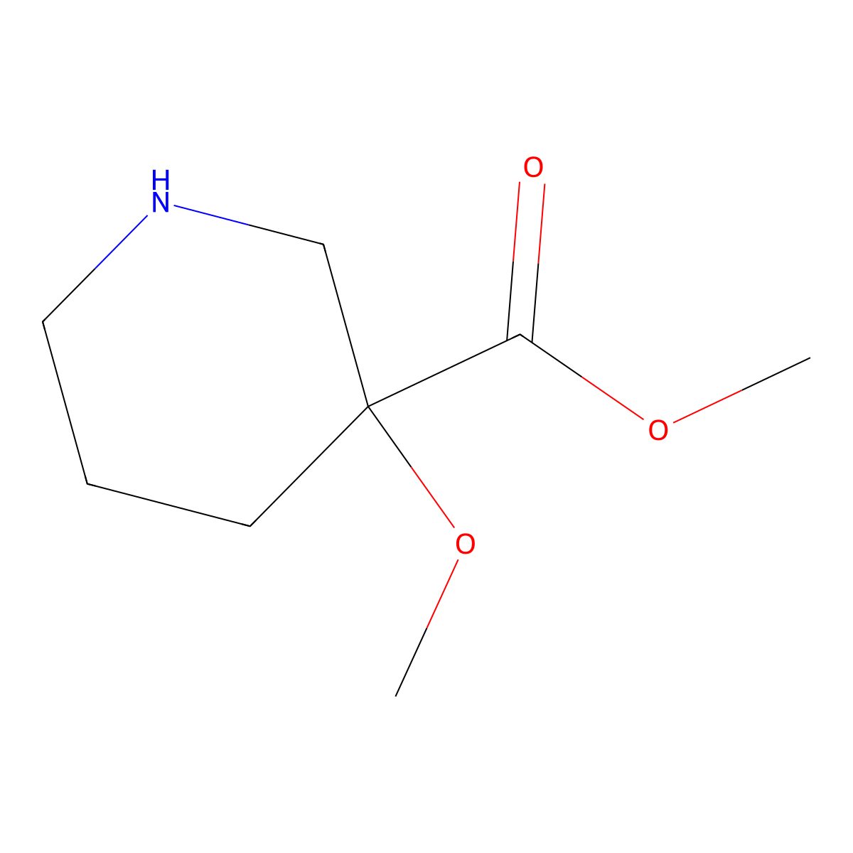Methyl 3-methoxypiperidine-3-carboxylate molecular structure, CAS 2000316-19-6