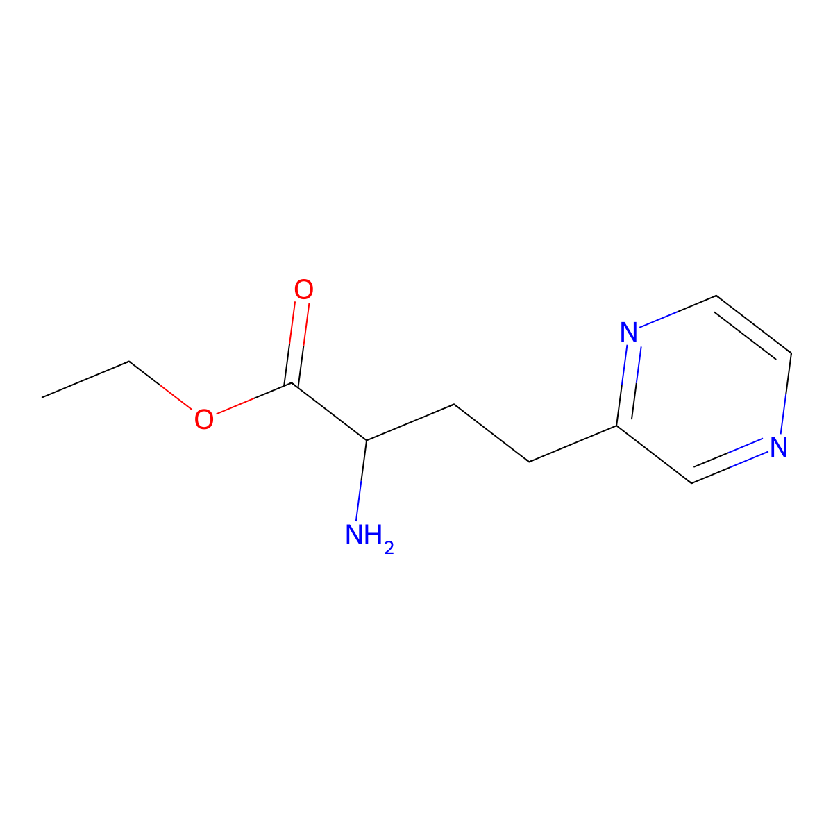 Ethyl 2-amino-4-(pyrazin-2-yl)butanoate molecular structure, CAS 2000370-12-5