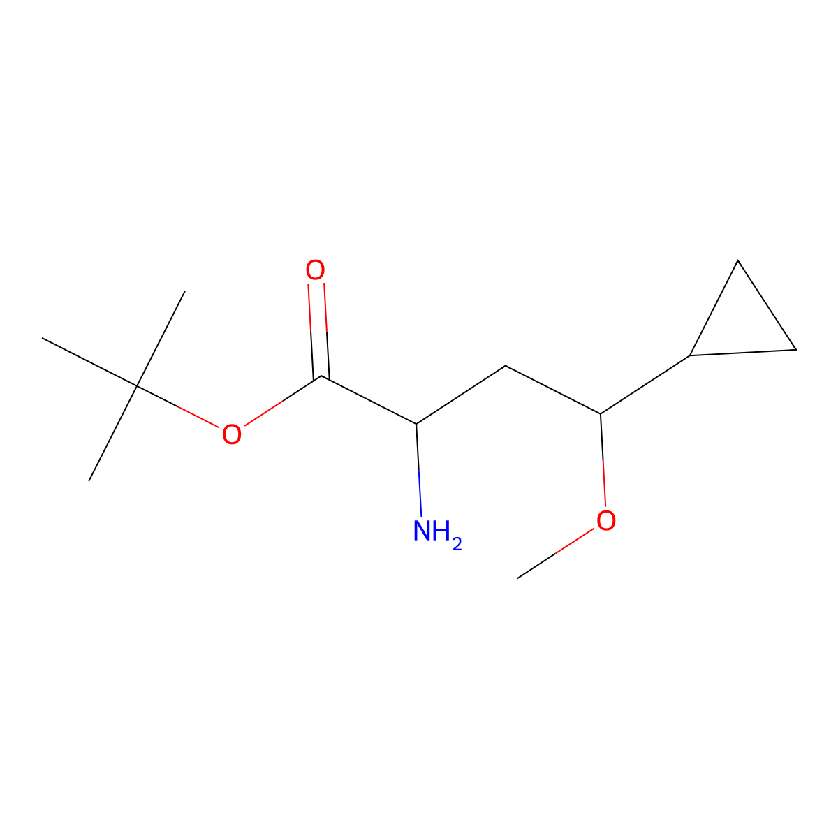 Tert-butyl 2-amino-4-cyclopropyl-4-methoxybutanoate molecular structure, CAS 2000424-06-4
