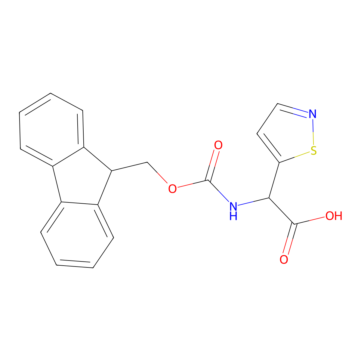 2-({[(9H-fluoren-9-yl)methoxy]carbonyl}amino)-2-(1,2-thiazol-5-yl)aceticacid molecular structure, CAS 2000479-50-3