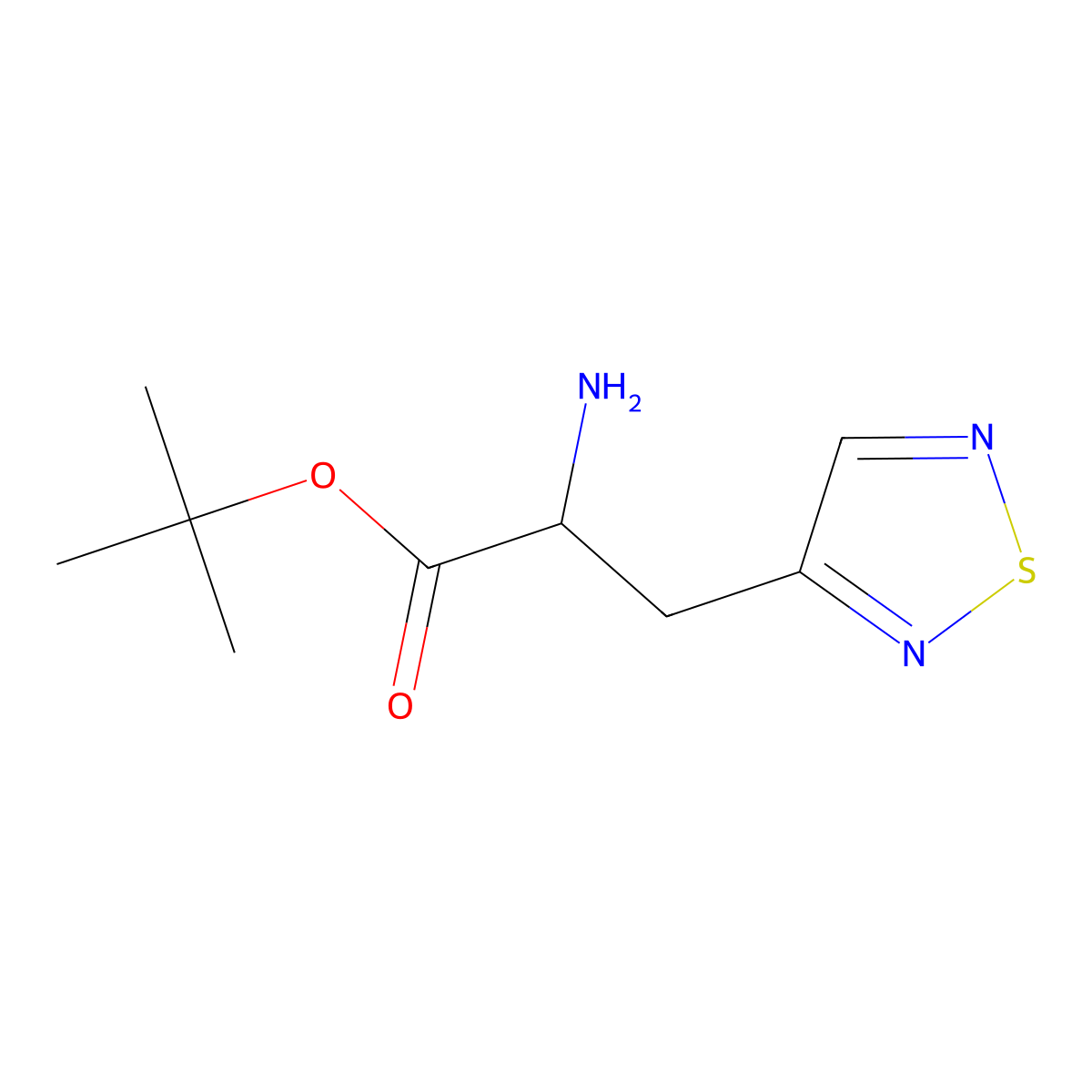 Tert-butyl 2-amino-3-(1,2,5-thiadiazol-3-yl)propanoate molecular structure, CAS 2000502-06-5