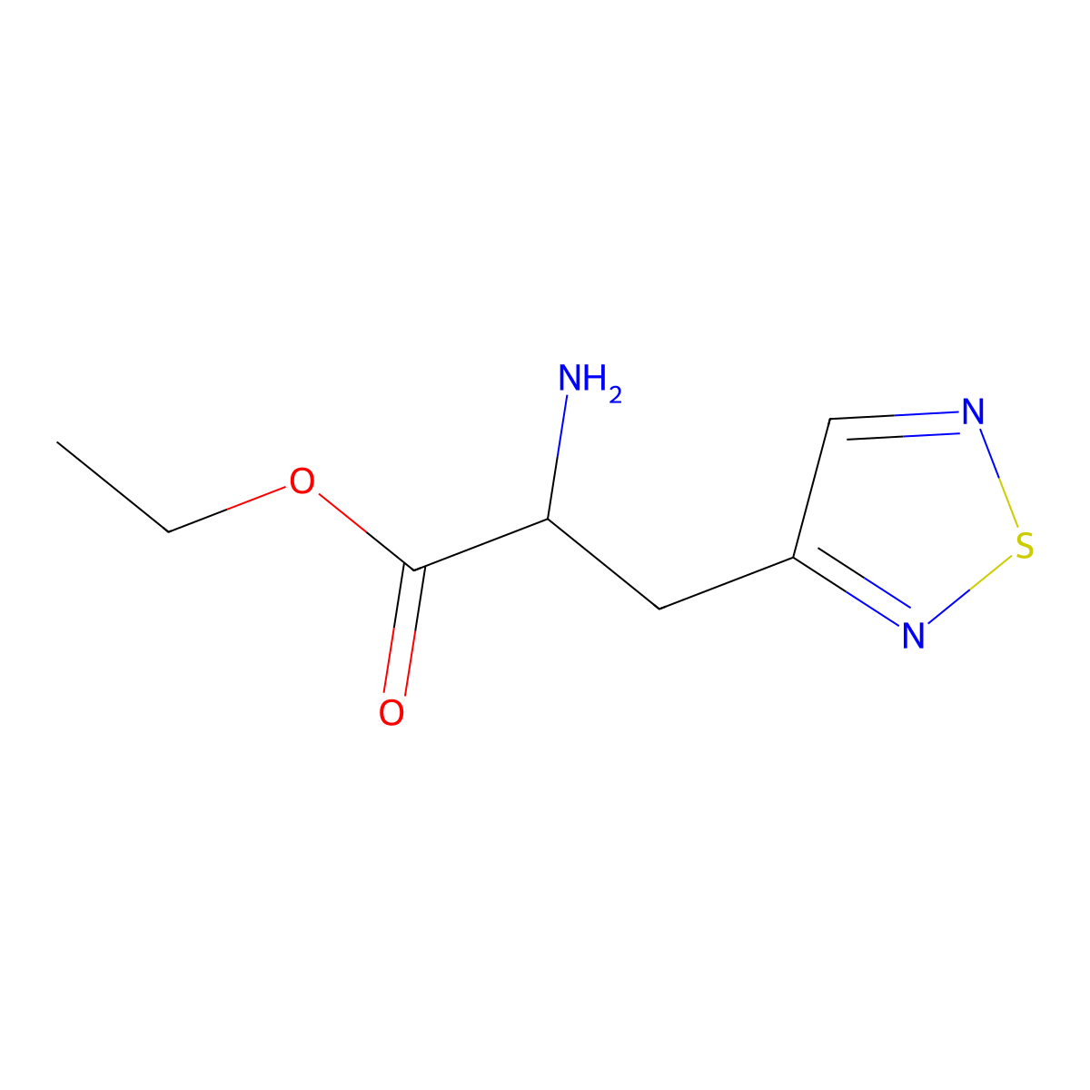 Ethyl 2-amino-3-(1,2,5-thiadiazol-3-yl)propanoate molecular structure, CAS 2000506-48-7