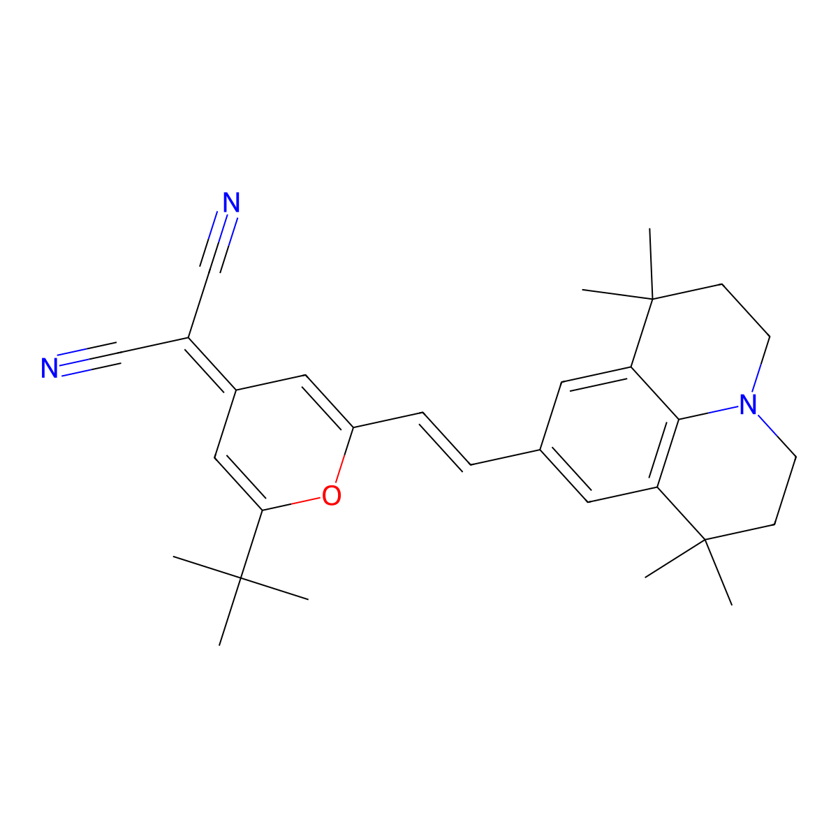 4-(Dicyanomethylene)-2-tert-butyl-6-(1,1,7,7-tetramethyljulolidin-4-yl-vinyl)-4H-pyran molecular structure, CAS 200052-70-6